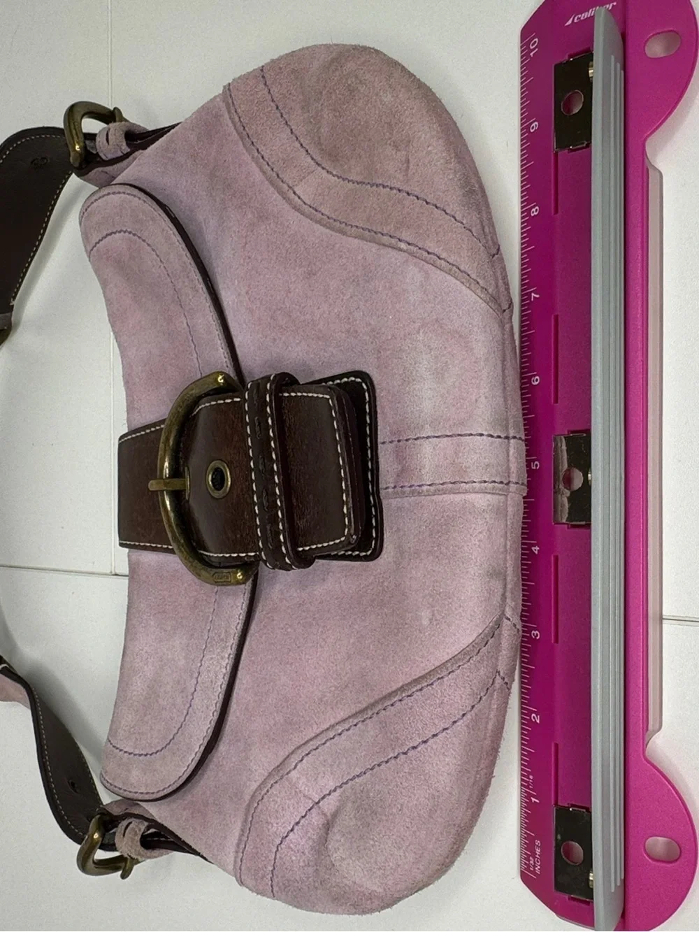 Coach Lavendar Suede Y2K Vintage SoHo Flap Buckle Bag
